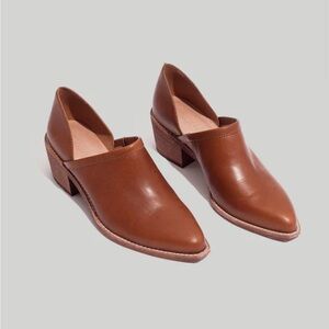 Madewell Tan Leather Mules Block Heel Brady Lowcut Bootie